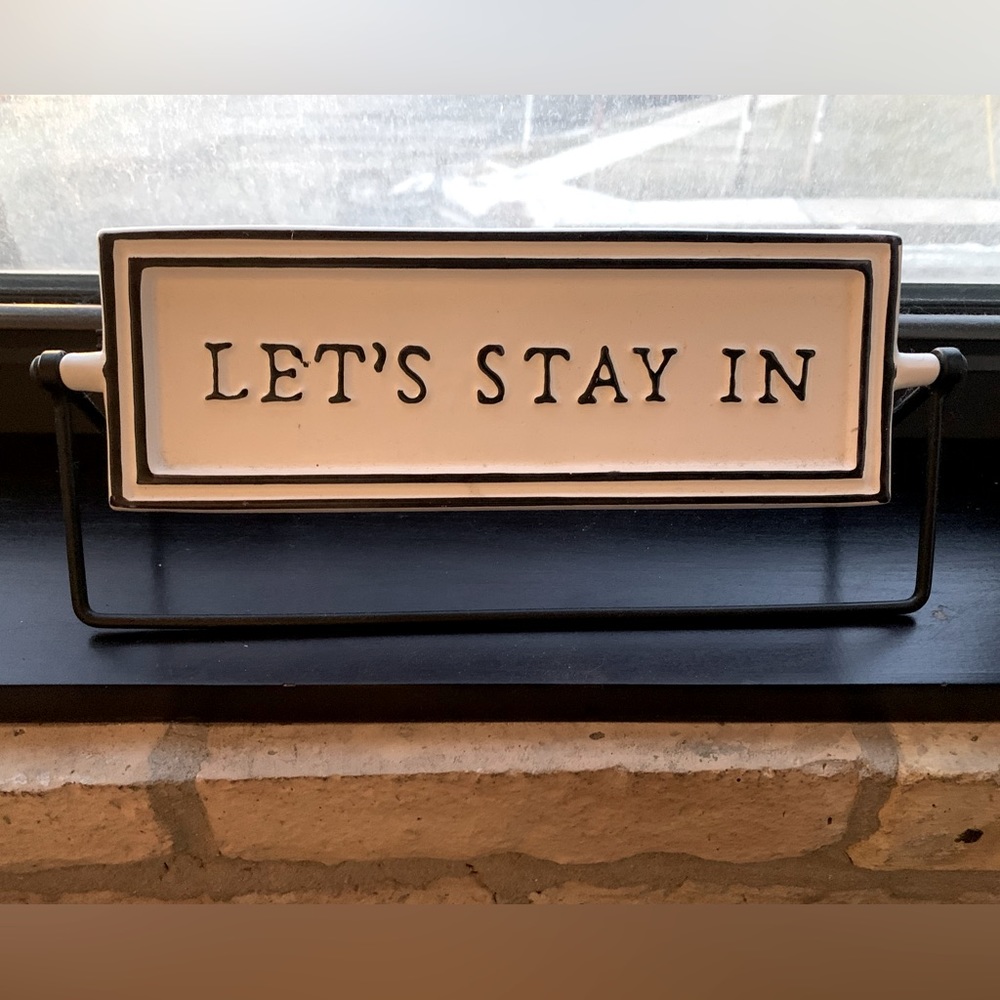 Hearth & Hand Magnolia Reversible Table Top Sign Let’s Stay In / Let’s Go Out